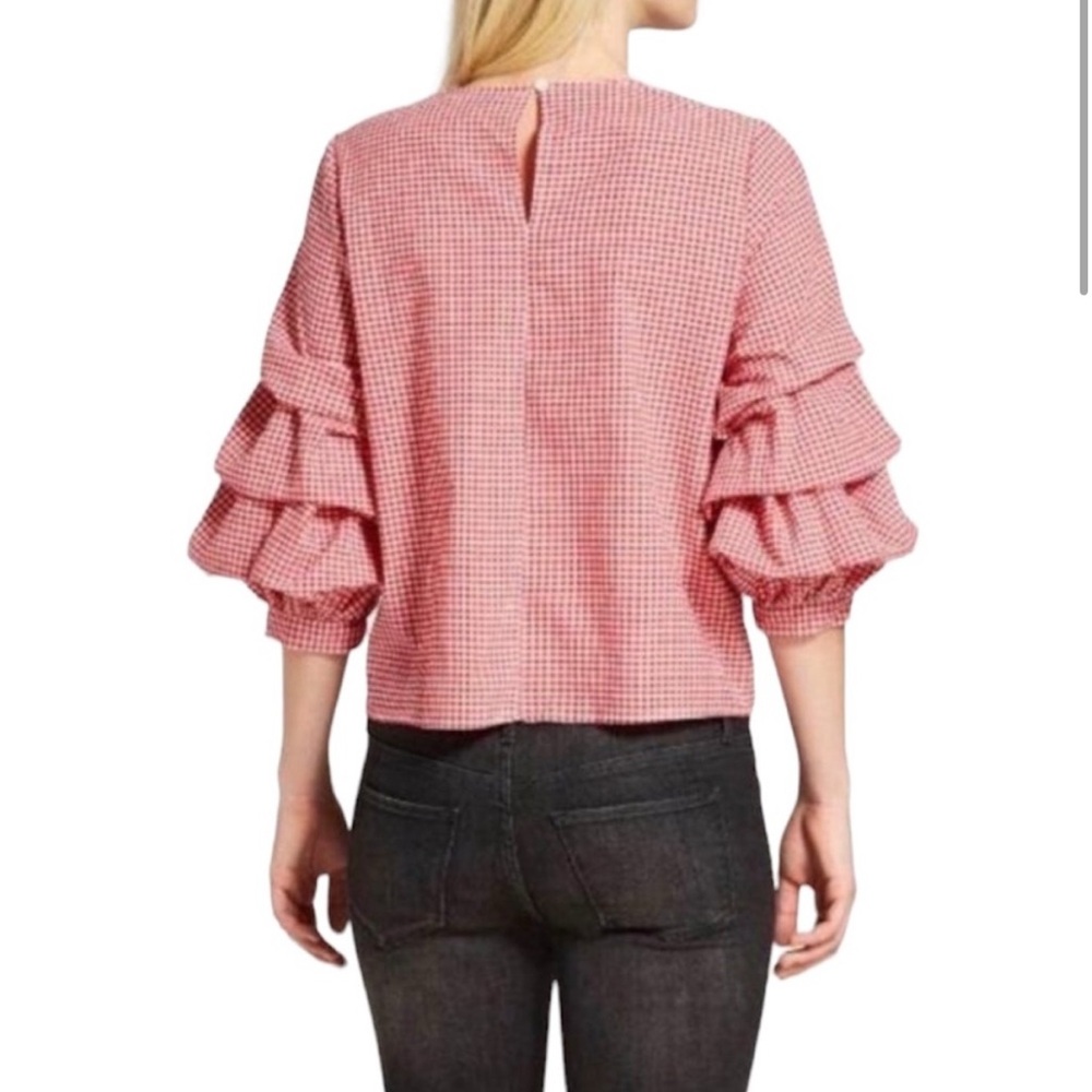 Who What Wear 3/4 Sleeve Gingham Blouse Size M - Picture 4 of 9